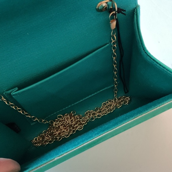 KURT GEIGER LONDON PARTY GLITTER ENVELOPE CLUTCH BAG AQUA NWOT - Picture 4 of 16